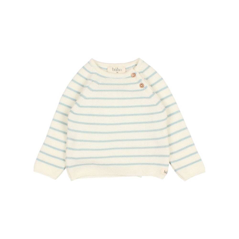 NEW BÚHO kid's striped knit jumper top in almond